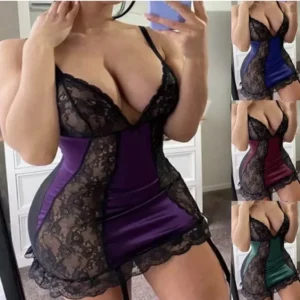 Underwear Mini Dress Suspender With G-String Bodysuit Women Sleepwear Babydoll